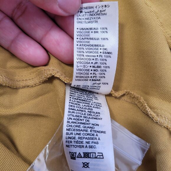 Goodthreads Women's Fluid Twill Tulip Short-Sleeve Tie-Waist Dress Mustard XL - Picture 8 of 10